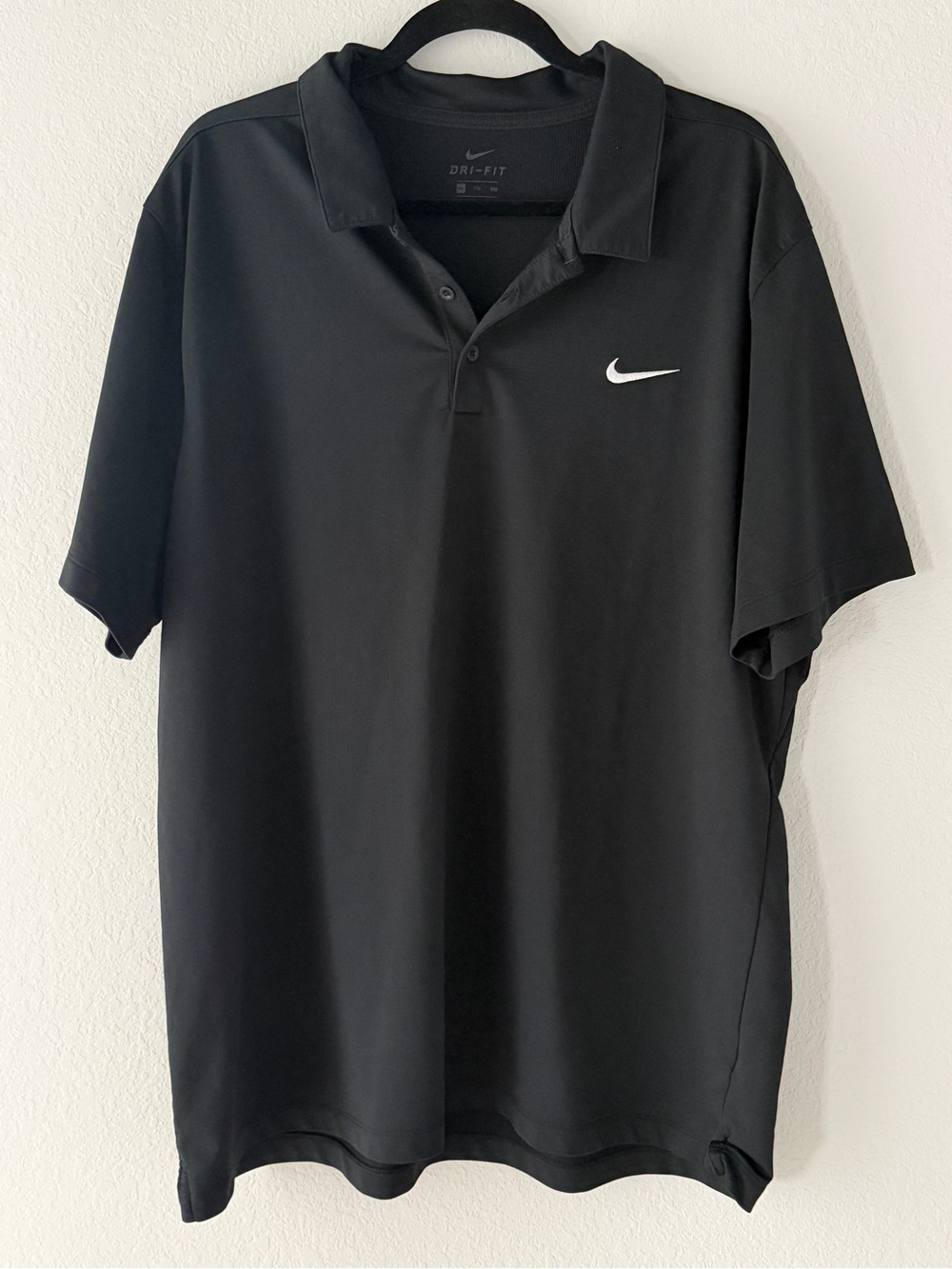 Nike Dri-FIT Men’s Black Short Sleeve Polo Golf Shirt Size XL Embroidered Swoosh